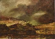 Rembrandt Peale Stadt auf einem Hogel bei sturmischem Wetter oil painting on canvas